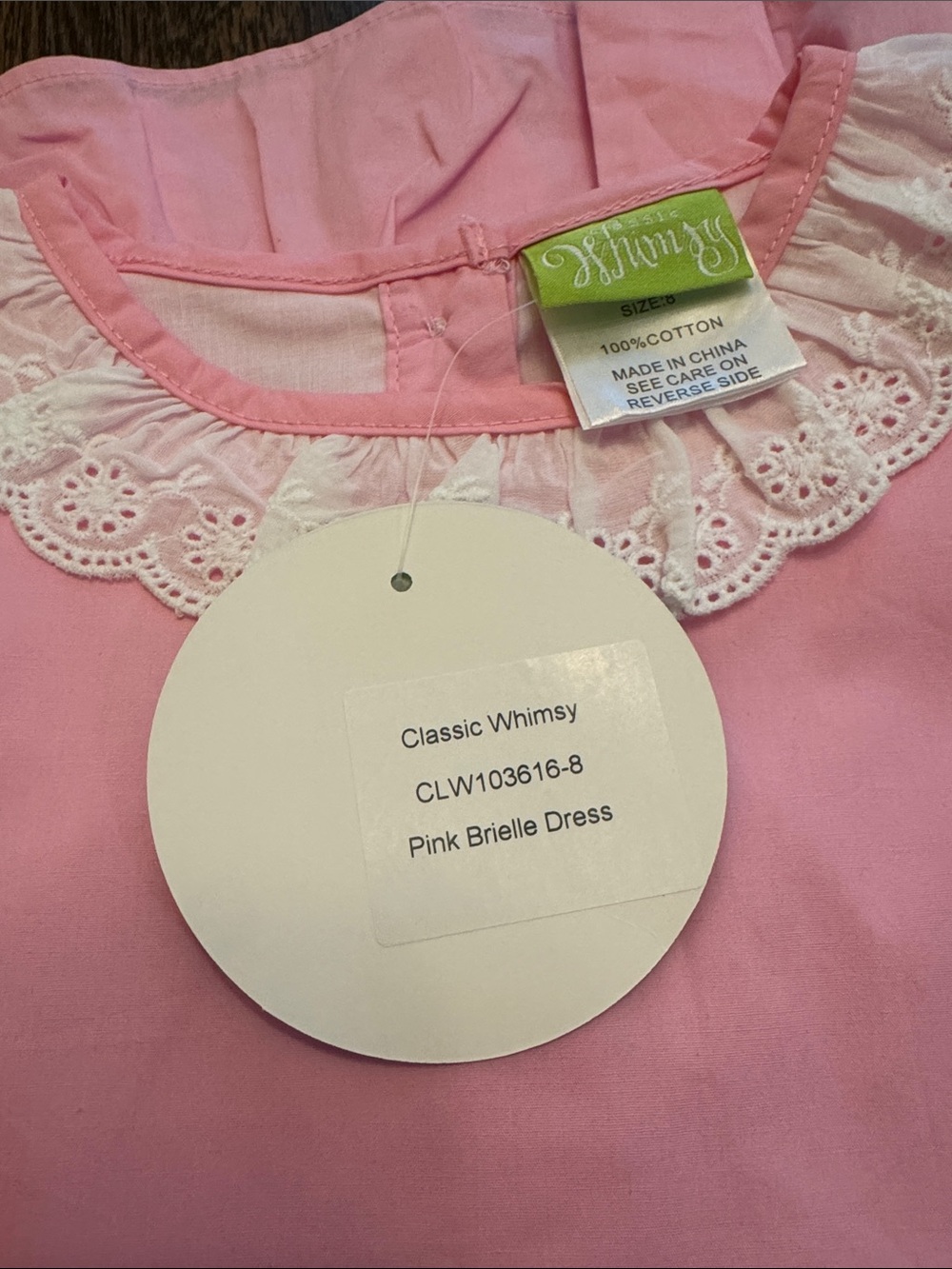 Pink Girls' Dress with Lace Trim - Classic Whimsy 8 - Picture 6 of 6